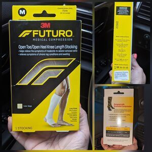 3M Futuro Medical Compression Open Toe & Heel Knee Length Stocking NIB Medium